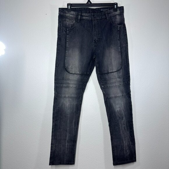 Y2K Stonewashed Black Southpole Skinny Jeans Mens 38 X 32 - Picture 1 of 4